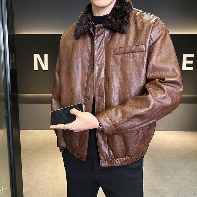 皮毛一体加绒加厚皮衣外套男士泰迪毛棉衣802-P215(控券后298),男装皮衣,电商B328