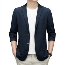 上衣中老年2023年翻领时尚口袋单排扣春季长袖西服SL3026，男装西服，电商B212（原钱塘6029）