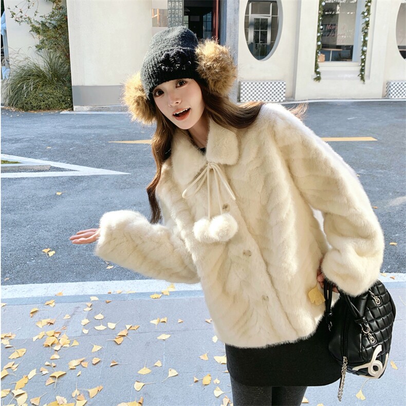 现货金叶貂绒皮毛一体RF058-D6582-P195-K278,女装短外套,2C058