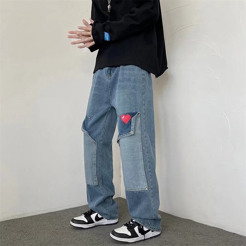 新款水洗牛仔裤直筒拖地阔腿裤C852P40,男装牛仔裤,星座1116-2