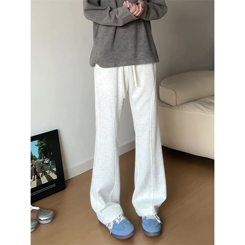黑色cleanfit弯刀卫裤男款秋季痞帅慵懒风穿搭裤子斜切直筒微喇裤,男装休闲裤,电商A001-1