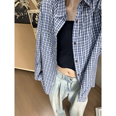 【网图】B221美式ins高街暗黑宽松格子长袖衬衫SY2546-特P30控59，男装衬衫，电商B221