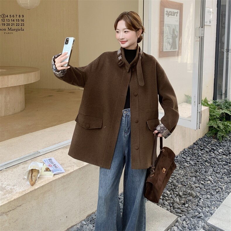 现货设计感美拉德撞色毛呢外套2C2369003P215K318,女装毛呢外套,2C236