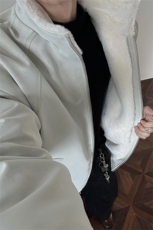 秋冬男士美式高街冬季重磅座山雕貂毛pu皮棉衣男女加厚外套，男装皮衣，电商B319