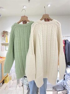 秋冬新款 v领花大毛衣图片