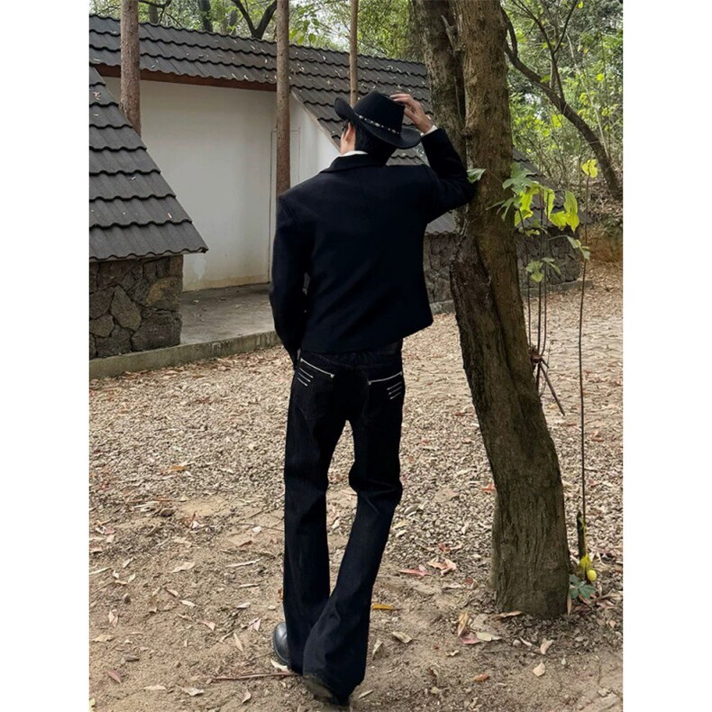 「微喇堆积」YKK拉链原牛四线窄宽牛仔裤ZK0464-P65，男装牛仔裤，星座313A(原308A-2)