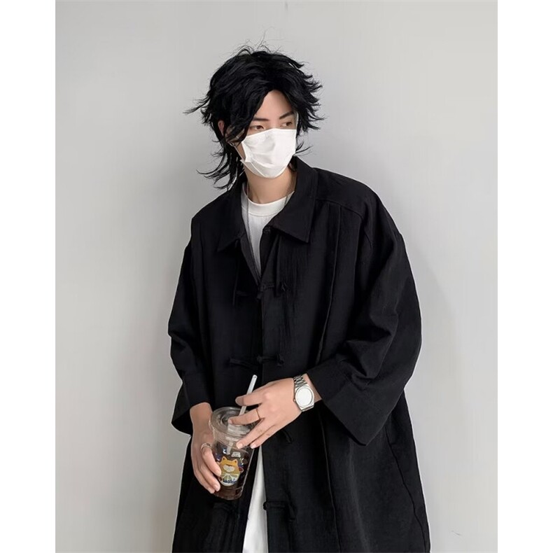 新中式唐装男风亚麻衬衫长袖棉麻中山装衬衣男C51,男装衬衫,星座1116A-1（原606A）