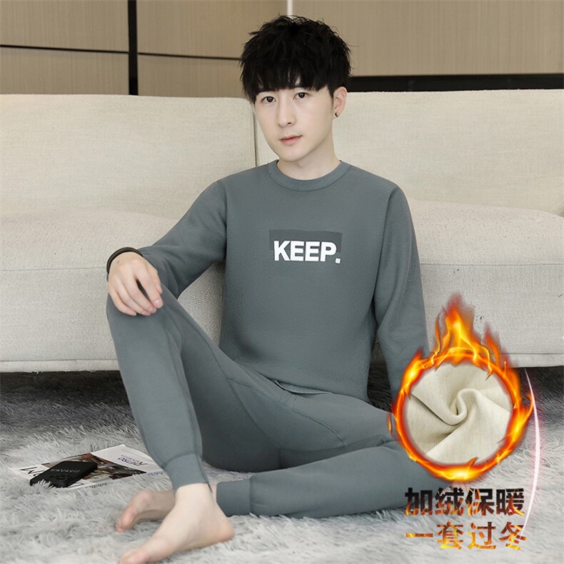 秋冬保暖内衣男士秋衣秋裤加绒加厚青年l两件套套装TZ3133-P67,男装棉衣,星座310B-3