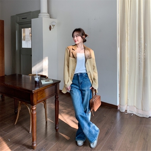 2026新款现货 韩系复古撞色拼接休闲气质小西装    P155 K248图片