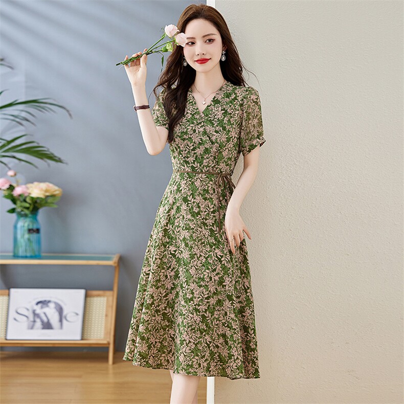《现货新品》多色可选气质舒适印花连衣裙,女装连衣裙,魅丽静蓝