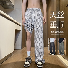 2026夏季新款潮流格子透气宽松冰丝休闲裤B315-K25661-特P30控58，男装休闲裤，电商B315