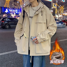 加绒加厚夹克外套男冲锋衣男士休闲工装轻户外JK136-P88加绒P98，男装夹克，星座308B-2