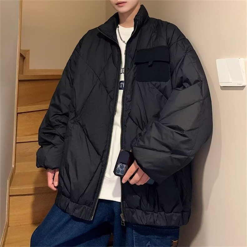 日系复古菱格棉衣男冬季美式潮牌宽松保暖棉服情侣款外套VY05-P75,男装棉衣,星座1008