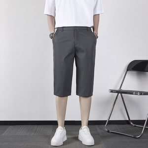 百搭ins潮流新款日系慵懒夏季冰丝商务休闲短裤六分裤宽松 KA70图片