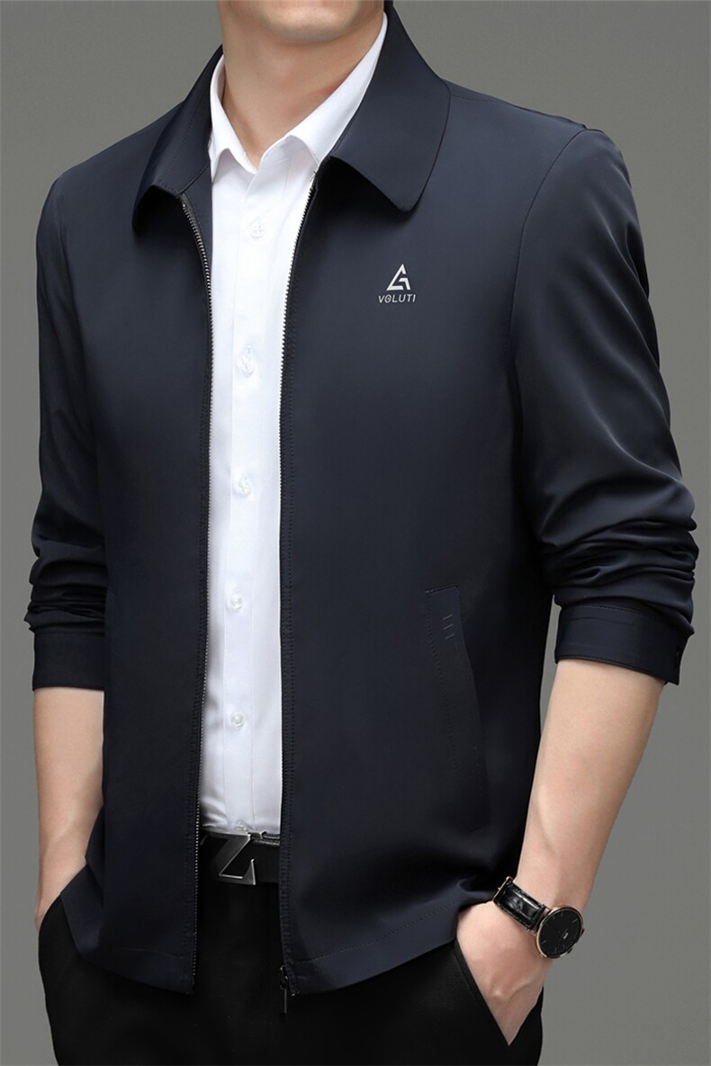 男式夹克外套青年商务宽松休闲茄克翻领纯色上衣MY2132-P150，男装夹克，电商B212（原钱塘6029）