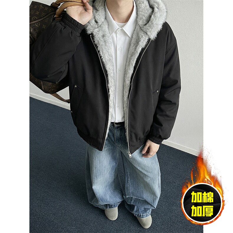 现货高品质美式高街冬季重磅狼王座山雕毛毛领棉衣男女款加厚外套，男装棉衣，电商A486