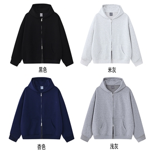 重磅65棉450克双拉链开衫连帽卫衣纯色短宽外套男潮 RH6127-P54图片