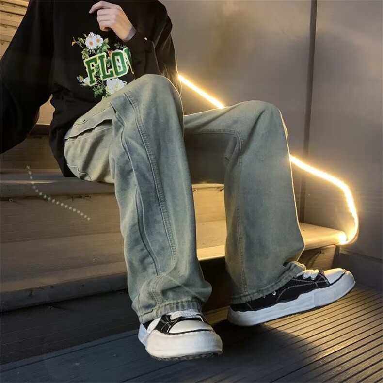 牛仔裤男夏季潮大码休闲裤子黄泥CT002P43,男装牛仔裤,星座1116-2