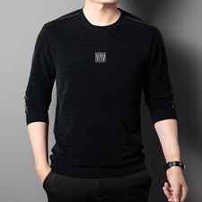 圆领毛衣男秋季新款时尚针织打底衫中年爸爸秋装休闲纯色长袖上衣，男装针织衫/毛衣，电商B212（原钱塘6029）