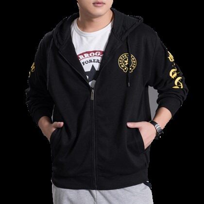 秋新款休闲宽松卫衣男外套运动帽衫潮加肥大码300斤可穿B167款P70图片