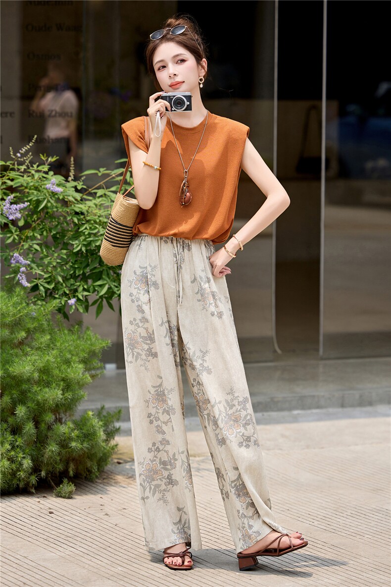 欧洲站潮流时髦套装2025夏新款女流行高级感减龄休闲阔腿裤两件套,女装套装/套裙,瑶迪依秀