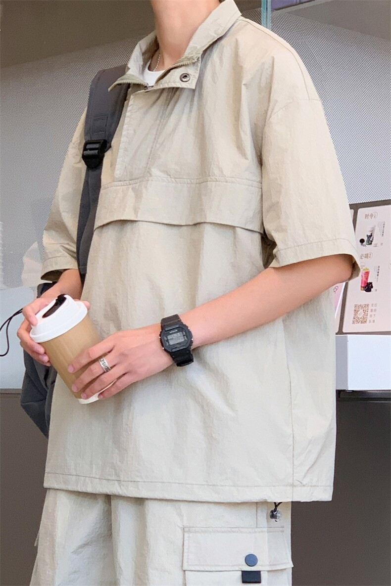 2025夏季新款冰丝POLO衫翻领翻晒短袖T恤109-T0066-P40,男装Polo衫,星座109