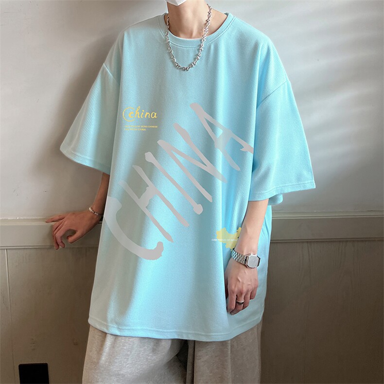 华夫格t恤男短袖男大码五分袖酒店风HT73208-P22,男装T恤,电商A040