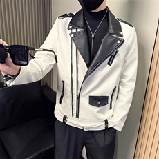 男士短款春秋季西装领机车皮夹克外套A368-QY6022-P118，男装夹克，电商A368