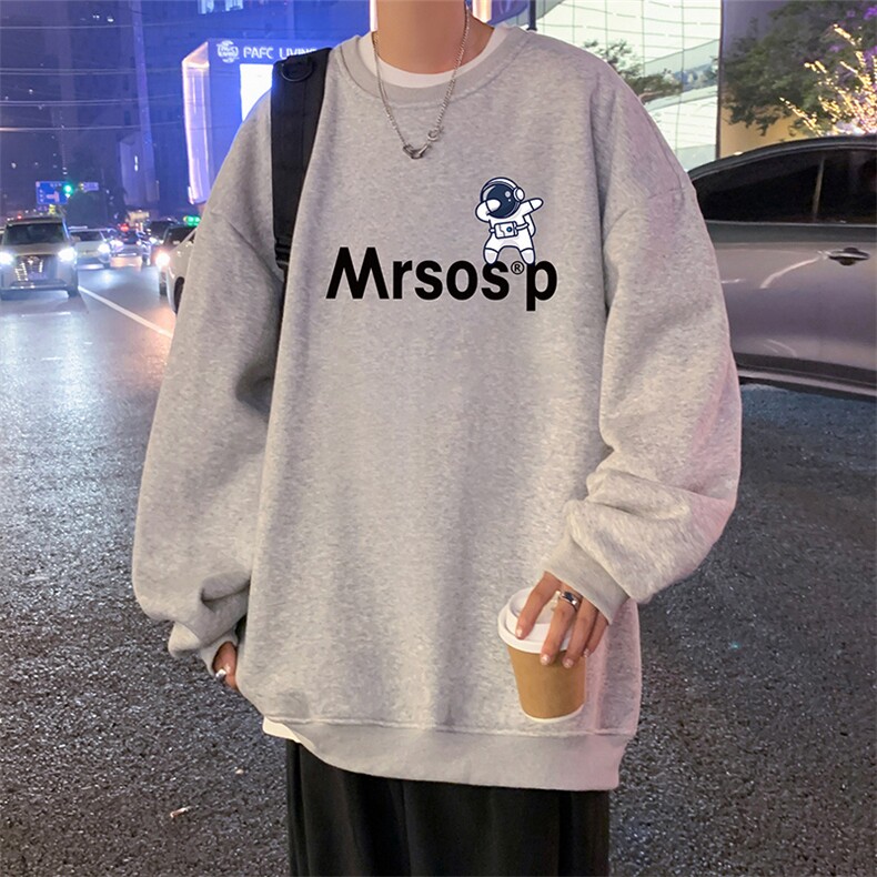 W369P35加绒45圆领卫衣秋冬长袖套头打底衫宽松美式高街无帽外套,男装T恤,星座304A