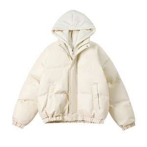现货 假两件pu皮衣棉服外套男冬季新款加厚美式高街棉衣M106-P120图片