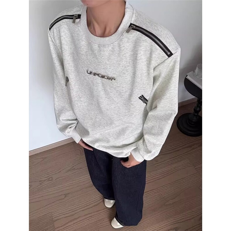 美式重磅圆领纯色卫衣男网图，男装卫衣，星座410-6（原星座1304-1）