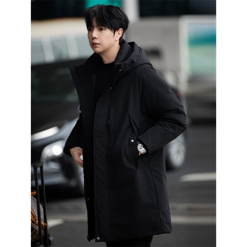 鹅绒服标50街拍男士中长款连帽鹅绒羽绒服保暖外套8629-P325,男装羽绒服,电商B328