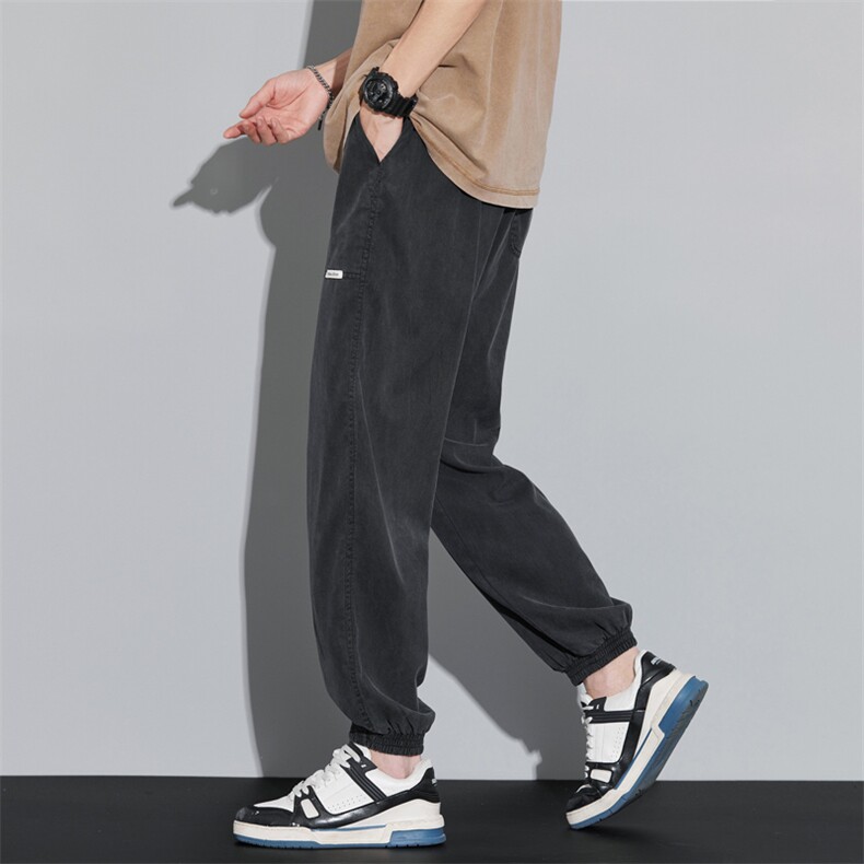休闲裤男夏季美式拼接运动垂感松紧抽绳百搭显瘦束脚裤DY560-P65,男装休闲裤,电商A178-1