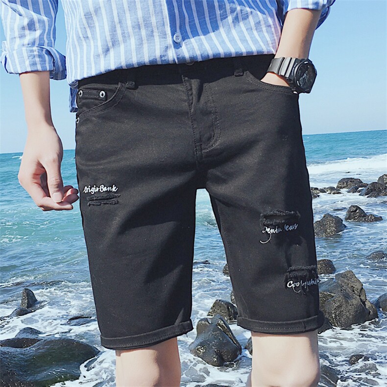 K582-P35 2024夏季风潮流牛仔裤休闲破洞五分裤图片