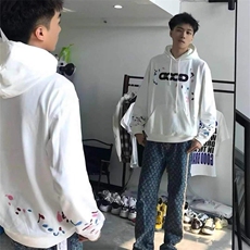 JY468-P48网红新款涂鸦字母百搭时尚秋冬连帽卫衣，男装卫衣，星座1501-3