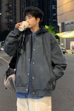 港风夜景痞帅假两件男装外套美式短款皮衣夹克A157B-J196-特P85，男装夹克，电商A157B