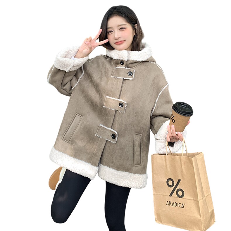 欧美时尚连帽时尚皮毛一体P225,女装皮草,2C291