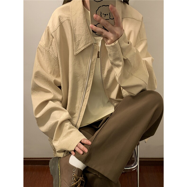 中性风黄底夹克女大码M-5XL夹克男情侣百搭外套女JK8742P75控108，男装夹克，星座227-7