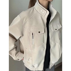 蓝色短款pu皮夹克男款春季立领机车服皮衣哈灵顿工装外套J5354，男装皮衣，星座1116A（原606A-3）