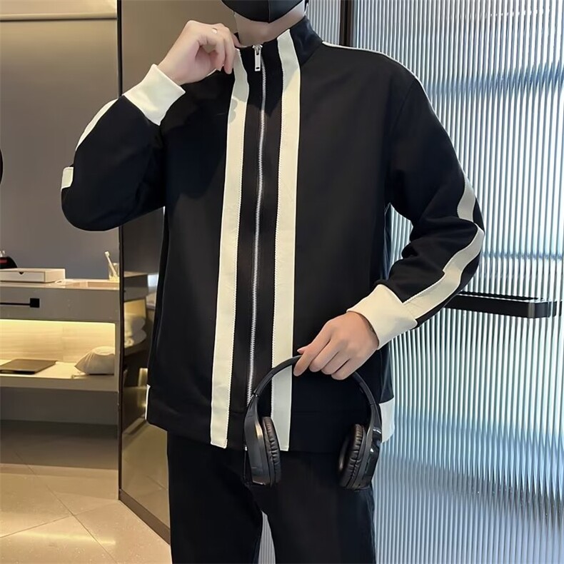 立领运动外套男2023秋季新款拼接撞色上衣开衫JK006P65,男装针织衫/毛衣,星座1116-2