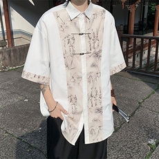 C431P402024夏季设计感新中式短袖衬衫潮牌宽松休风衬衫，男装衬衫，星座512-6