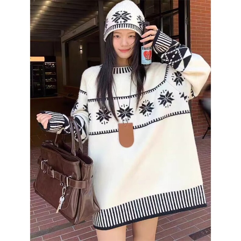 美式覆古撞色提花费尔岛针织衫男女cleanfit情侣毛衣慵懒风外套潮,男装针织衫/毛衣,星座516A