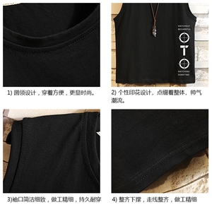 BX25114-P20 港风运动汗背心男大码汗衫男无袖T恤男 砖墙挂拍图片
