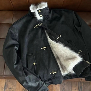 现货 美式复古飞机扣解构立领座山雕棉服男5052/P120图片