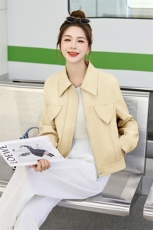 BAO欧货翻领PU皮衣外套女2025新款春秋短款超好看机车服水洗夹克，女装皮衣，美拉德工厂直营店
