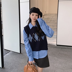 《现货新品》2024春装新款时尚简约气质优雅衬衫马甲两件套，女装衬衫，浙宝220