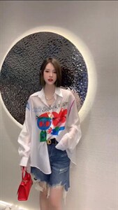 夏季新款欧洲站洋气卡通小人头衬衫图片