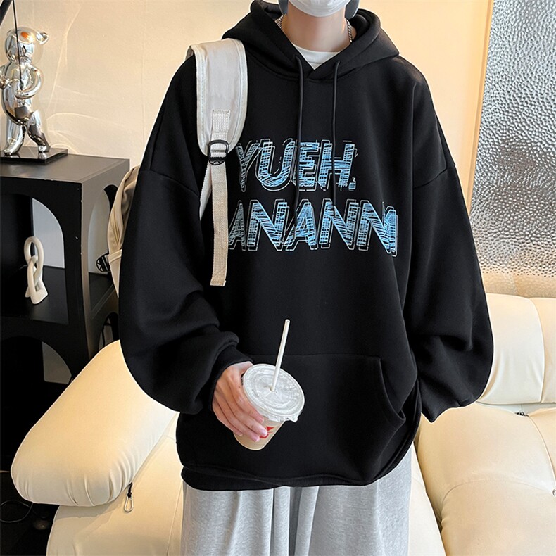 抖音供货、复合360克现货字母印花连帽卫衣宽松D223A-WY2228-P50,男装卫衣,电商019-1