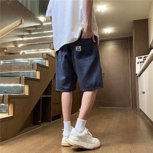 日系外贸复古休闲短裤男夏季薄款宽松百搭舒适松紧腰五分工装中裤图片
