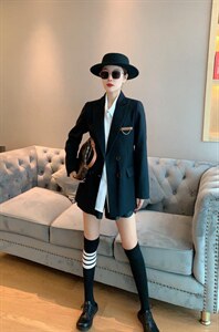 【现货】休闲韩版气质黑金纺外套,其它,水锦红